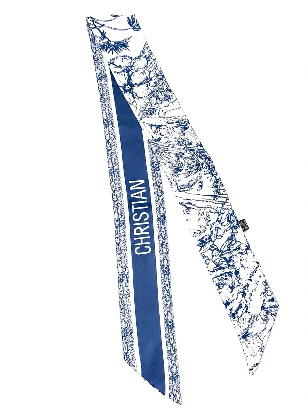 Blue & White Toile Print Twilly Scarf / Headband